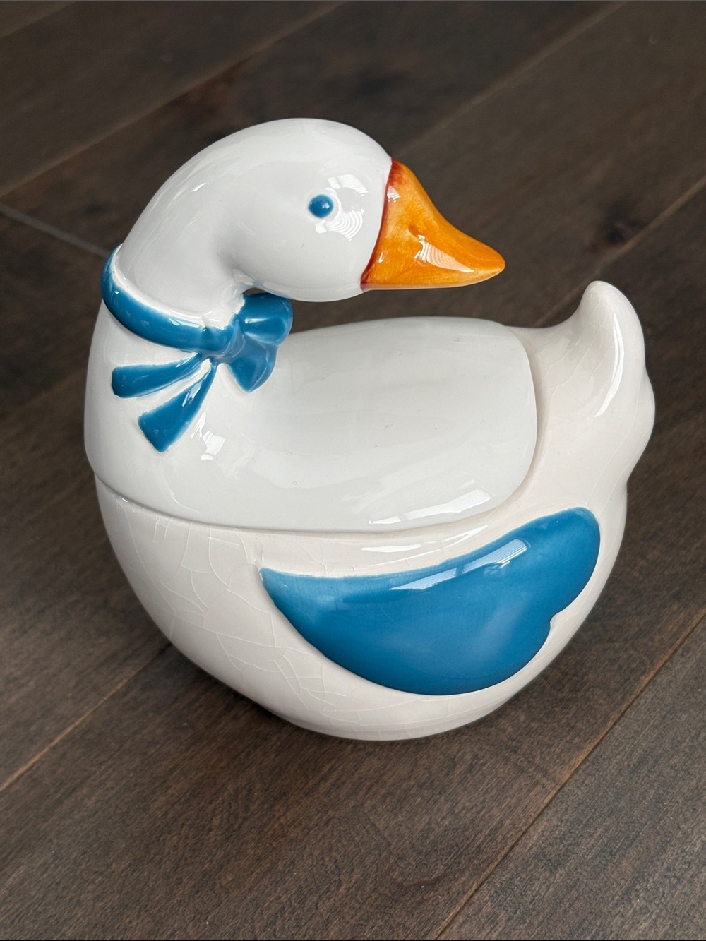 Vintage Goose Ceramic Sugar Bowl, 1987 Cottage-core Cozy Home Decor Kitchen